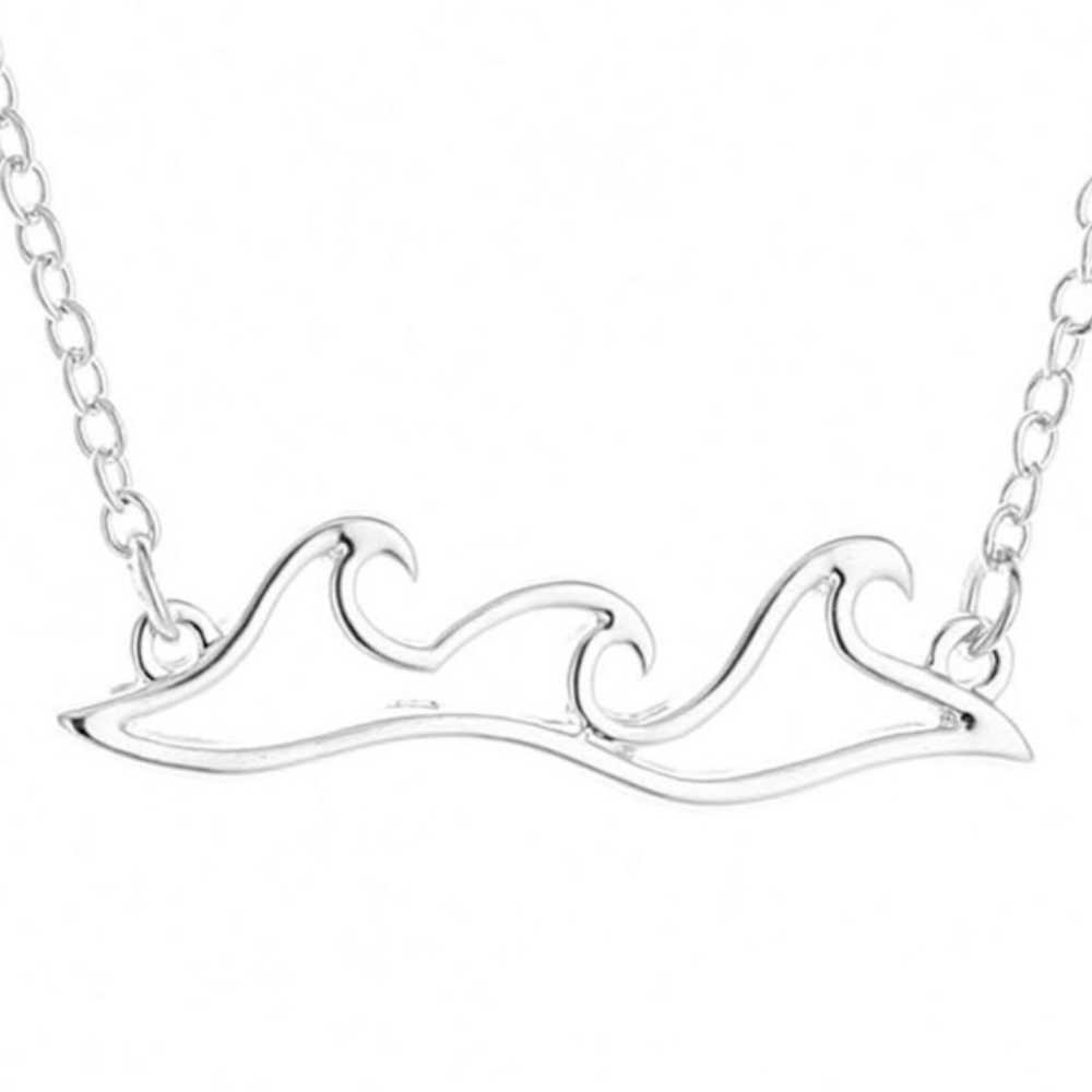 Ocean Wave Pendant Necklace Gold and Silver - Picture 7 of 8